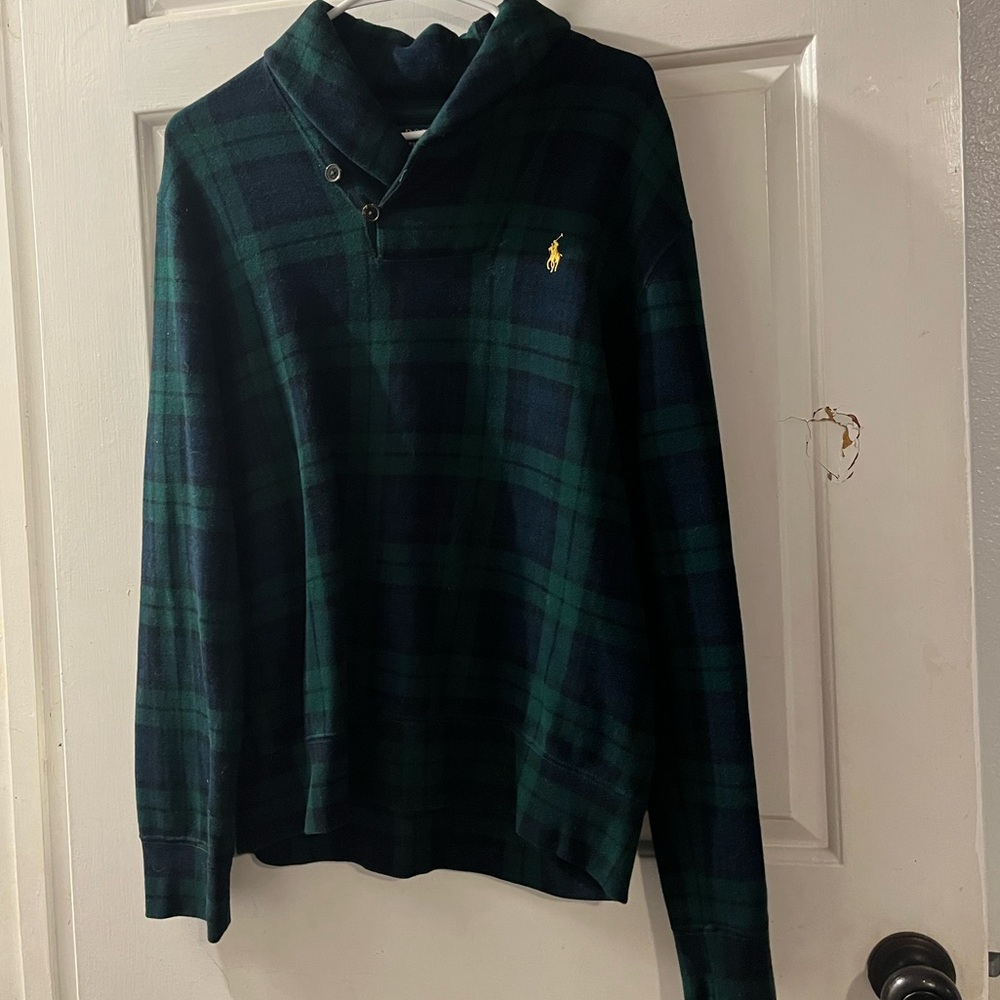 Ralph Lauren Navy and Forest Plaid Pullover